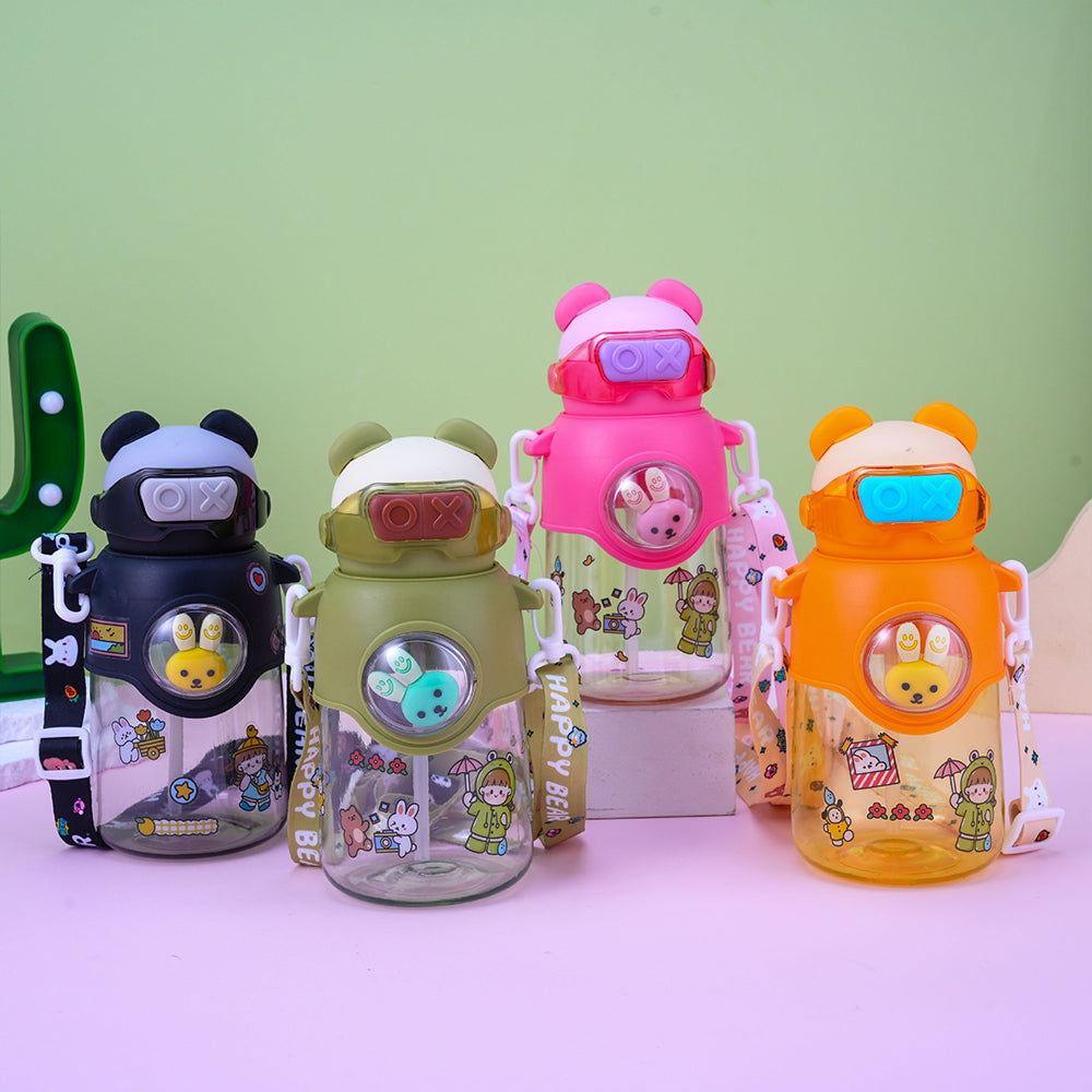 Cute Cartoon Plastic Water Bottle for Children with Portable Strap - Twisoo
