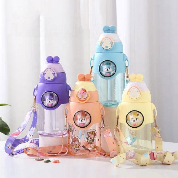 Cute Rabbit Plastic Water Bottle for Kids with Portable Strap - Twisoo