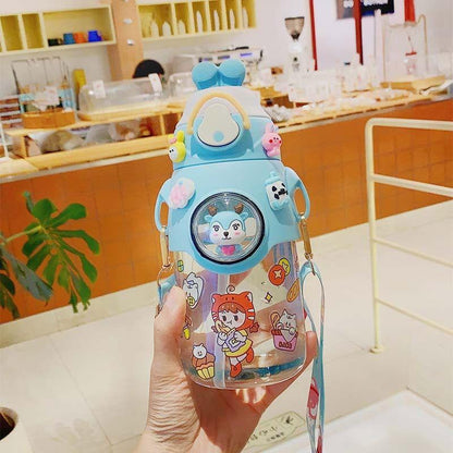 Cute Rabbit Plastic Water Bottle for Kids with Portable Strap - Twisoo