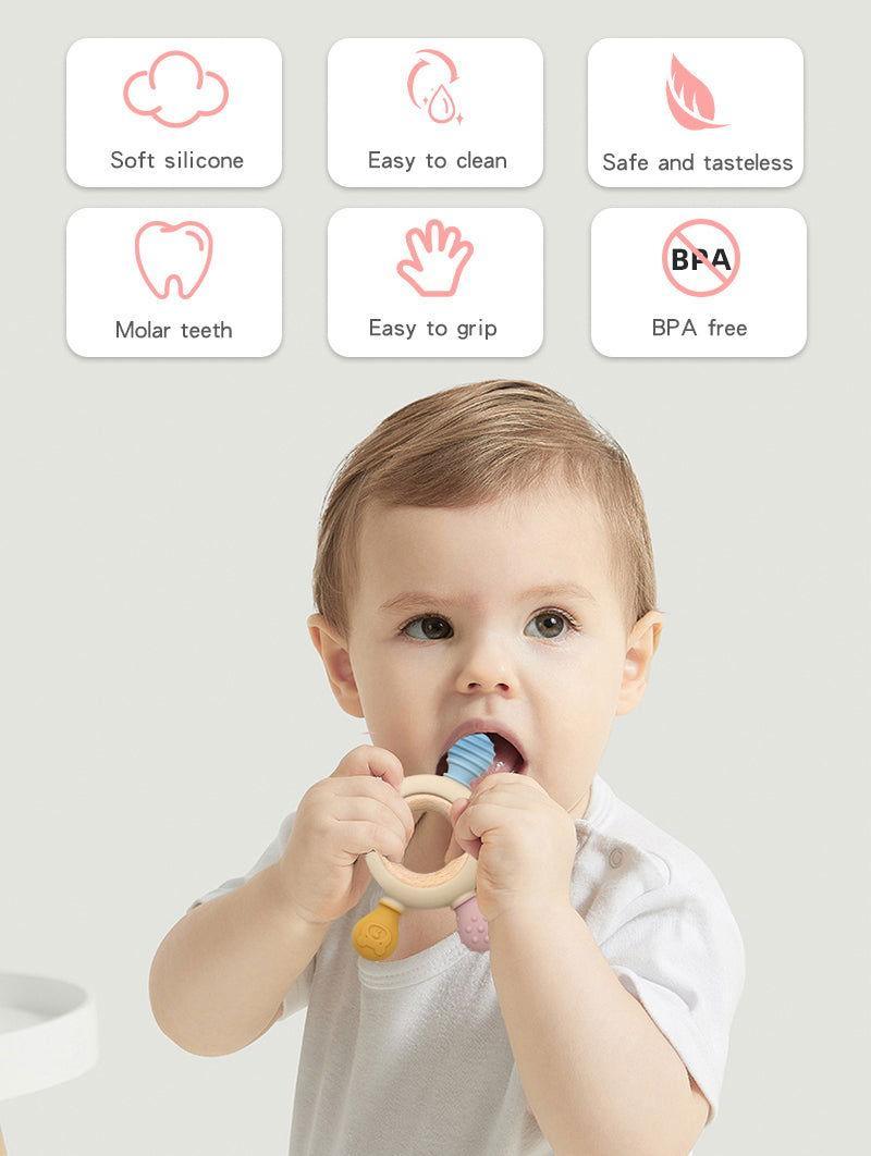 Cute & Stylish Multi Use Baby Teether - Wooden for Babies and Kids - Twisoo
