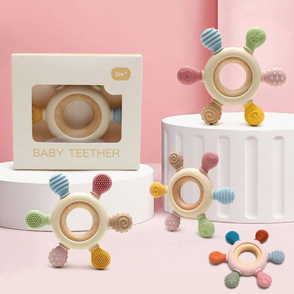 Cute & Stylish Multi Use Baby Teether - Wooden for Babies and Kids - Twisoo