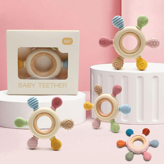 Cute & Stylish Multi Use Baby Teether - Wooden for Babies and Kids - Twisoo