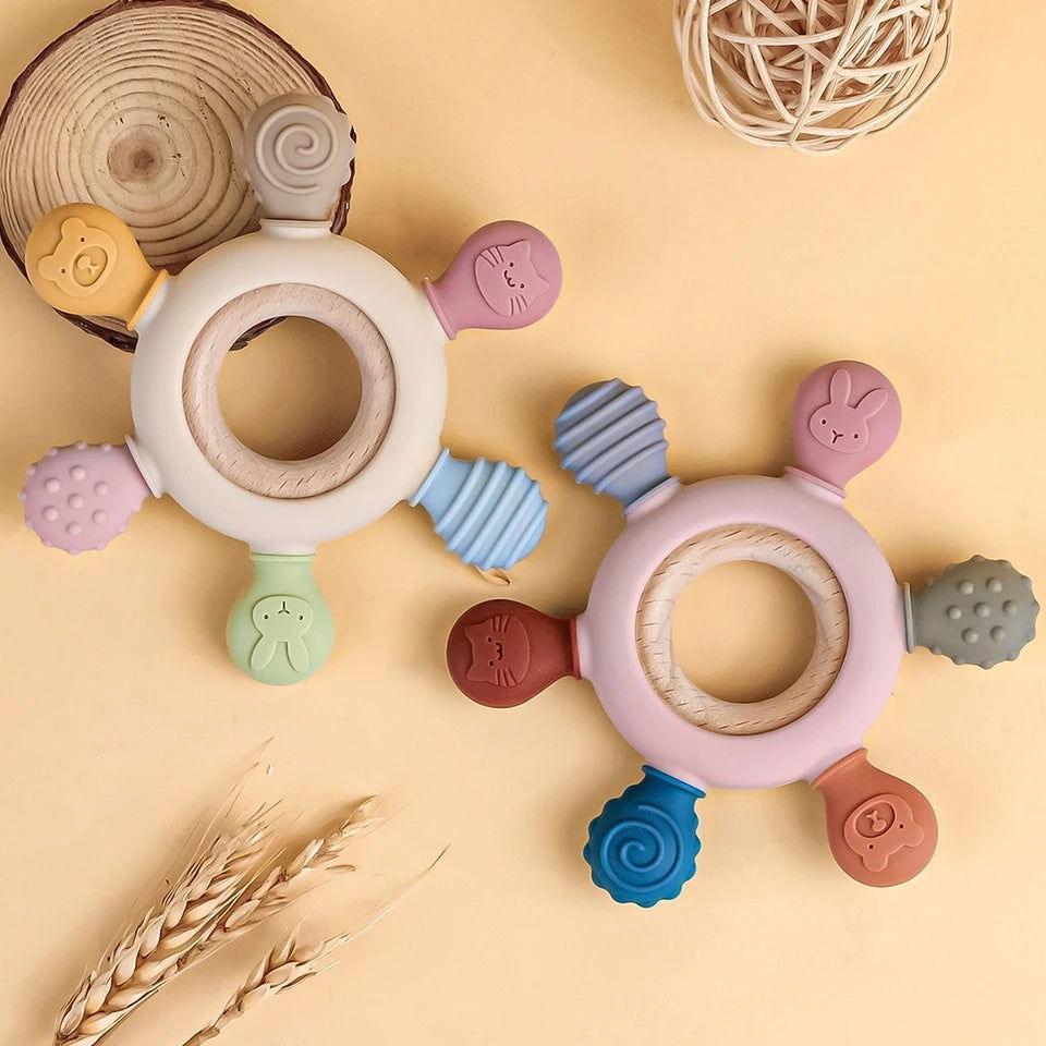 Cute & Stylish Multi Use Baby Teether - Wooden for Babies and Kids - Twisoo