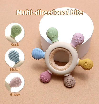Cute & Stylish Multi Use Baby Teether - Wooden for Babies and Kids - Twisoo