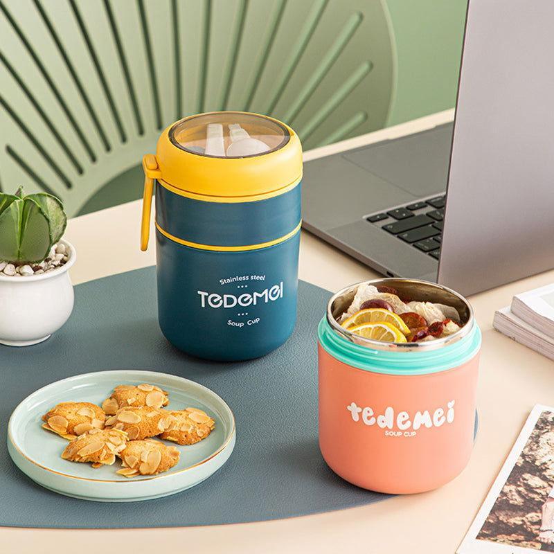 Double Bowl - Thermo Steel Food Jar with Spoon (750ml) - Twisoo