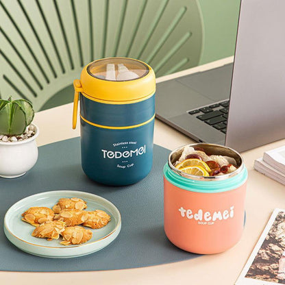 Double Bowl - Thermo Steel Food Jar with Spoon (750ml) - Twisoo