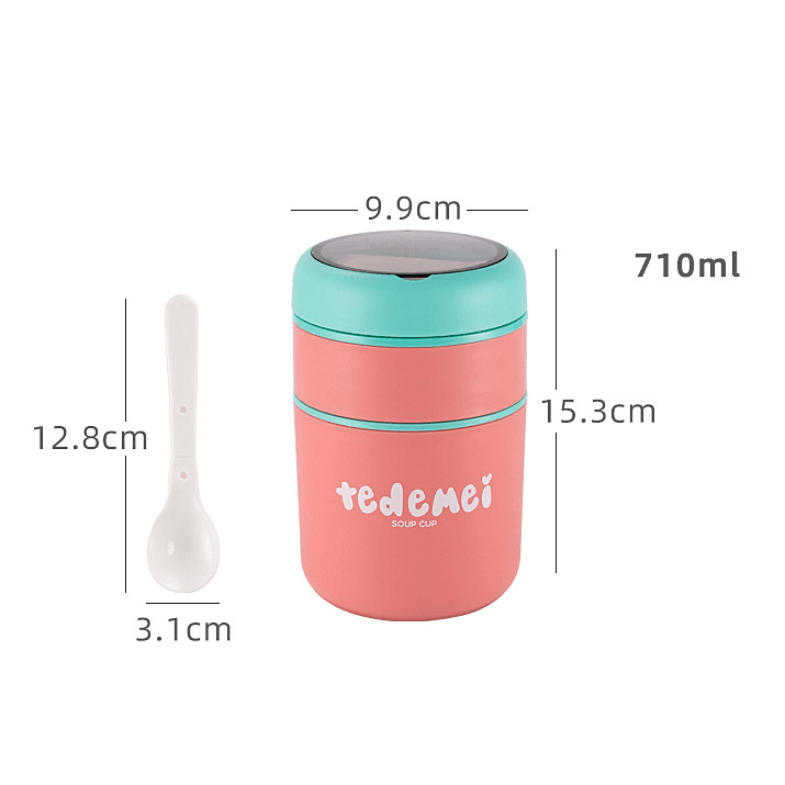 Double Bowl - Thermo Steel Food Jar with Spoon (750ml) - Twisoo