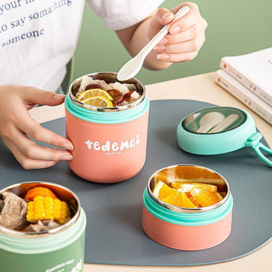 Double Bowl - Thermo Steel Food Jar with Spoon (750ml) - Twisoo
