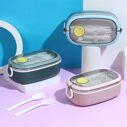 Double Decker Bento Steel Lunch Box with Compartments for Kids - Twisoo