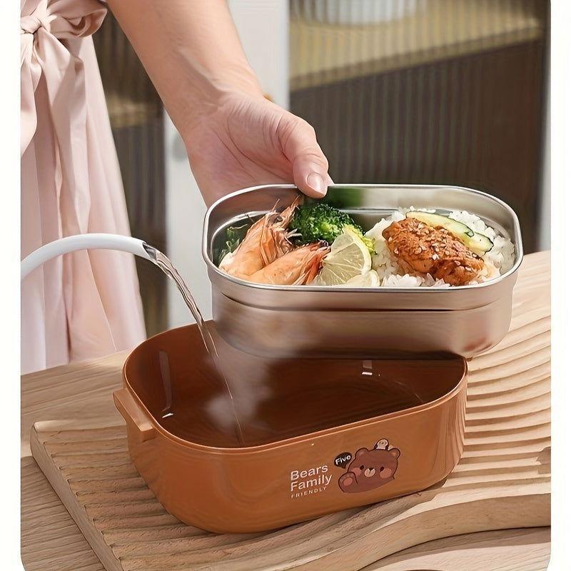 Double Delight - Bento Stainless Steel Lunch Box with Handle for Kids - Twisoo