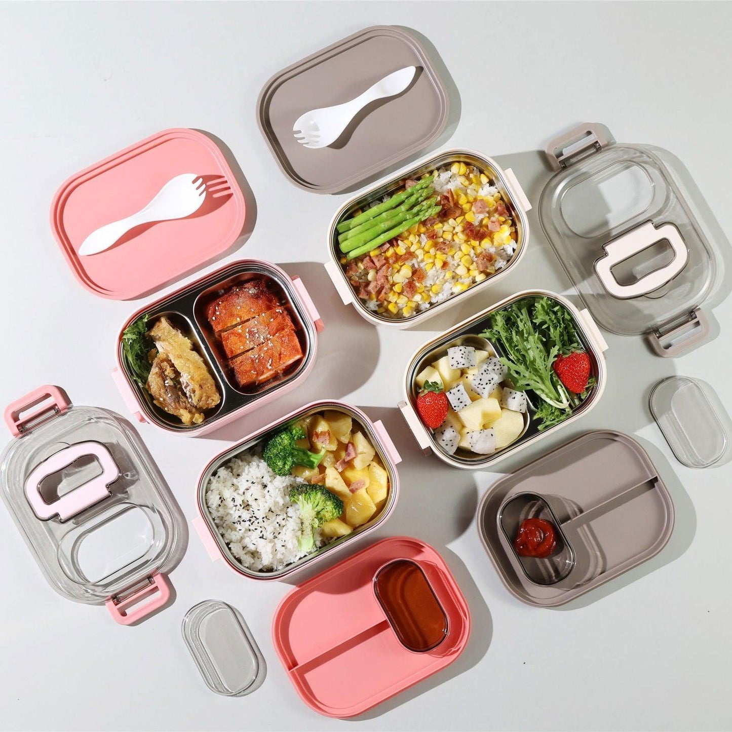 Double Delight - Bento Stainless Steel Lunch Box with Handle for Kids - Twisoo