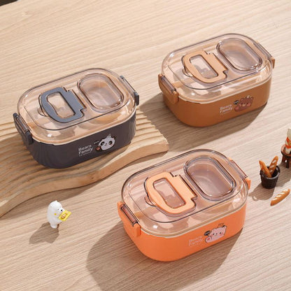 Double Delight - Bento Stainless Steel Lunch Box with Handle for Kids - Twisoo