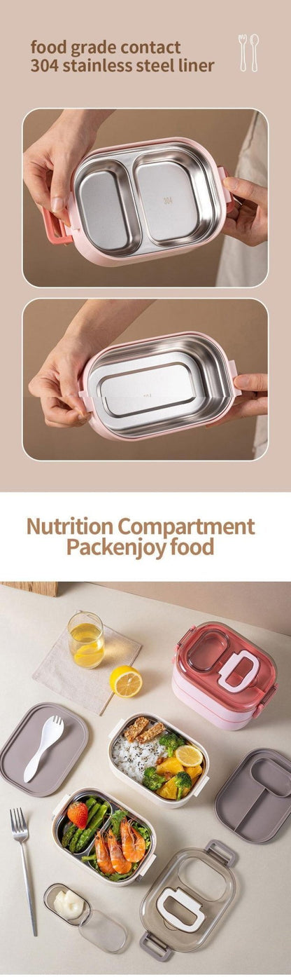 Double Delight - Bento Stainless Steel Lunch Box with Handle for Kids - Twisoo