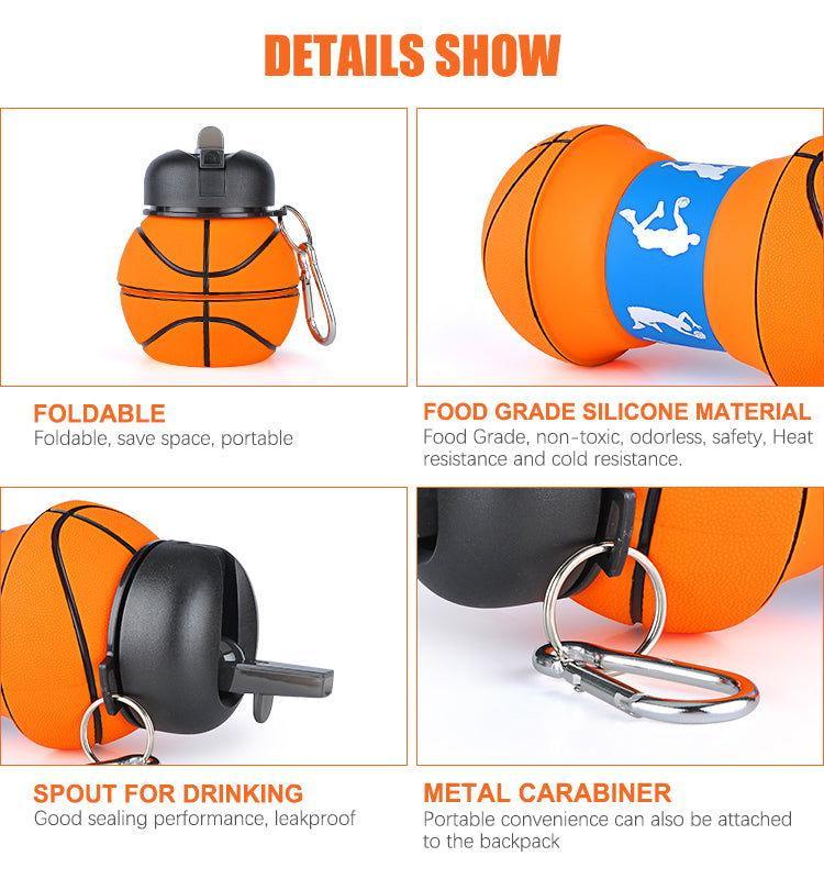 Foldable Silicone Sports Water Bottle – Basketball/Tennis Design 🏀🎾 - Twisoo