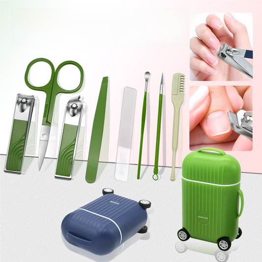 8-Piece Nail Clipper Set with Mini 4-Wheel Travel Trolley
