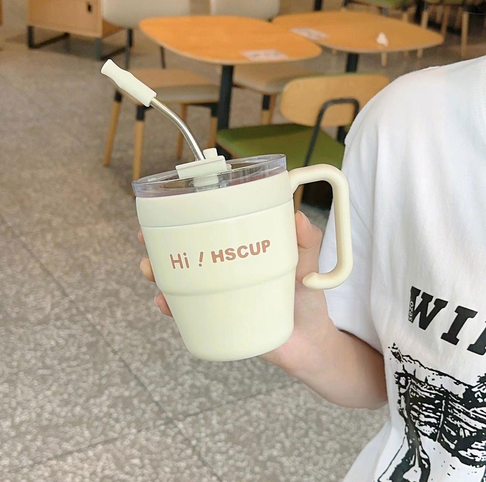 HS Coffee Cup with Straw and Handle for Office & Home - Twisoo
