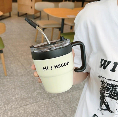 HS Coffee Cup with Straw and Handle for Office & Home - Twisoo