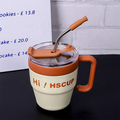 HS Coffee Cup with Straw and Handle for Office & Home - Twisoo