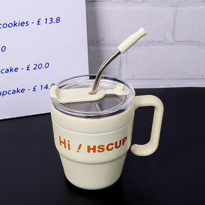 HS Coffee Cup with Straw and Handle for Office & Home - Twisoo