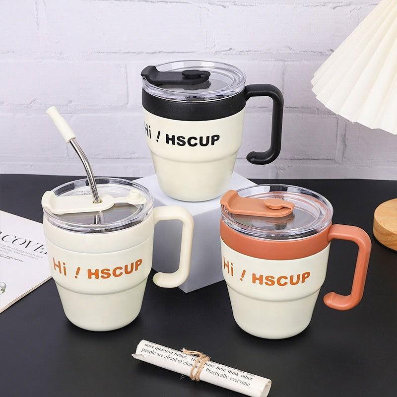 HS Coffee Cup with Straw and Handle for Office & Home - Twisoo