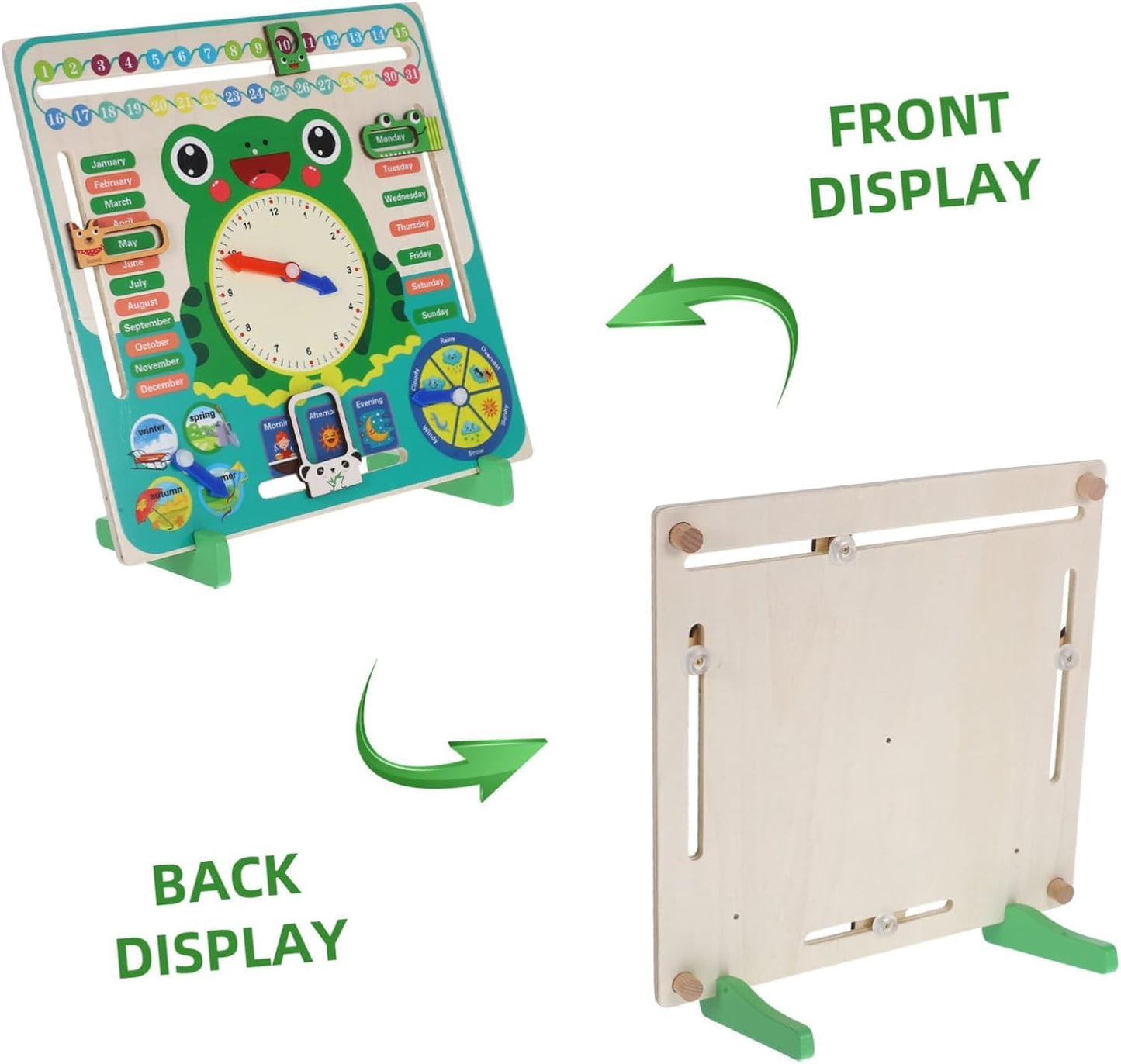Montessori Wooden Calendar Clock Board for Kids – Multi-Functional Toy