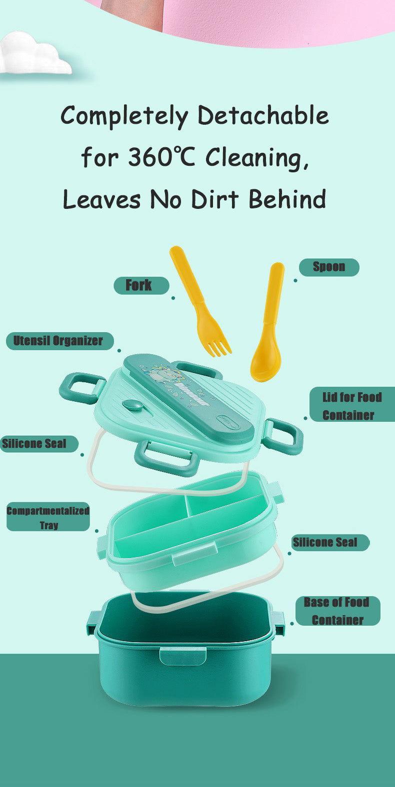 Kids Square Bento Plastic Lunch Box - Twisoo