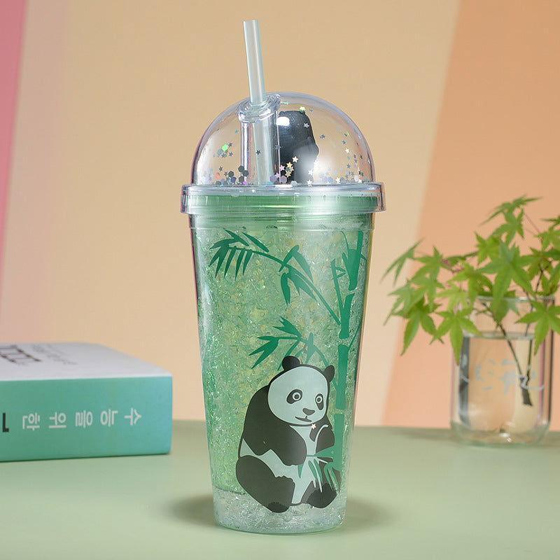 Panda Tumbler with Straw - Double Layer Plastic Cup for Girls - Twisoo