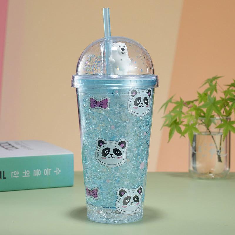 Panda Tumbler with Straw - Double Layer Plastic Cup for Girls - Twisoo