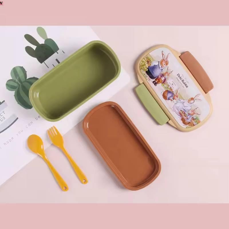 Rectangular Rabbit Plastic Bento Lunch Box for Kids - Twisoo