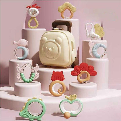 Soft Gel 10 - Piece Toddler Sensory Teething Rattle – Shake Hand Bell Baby Teething Toys - Twisoo