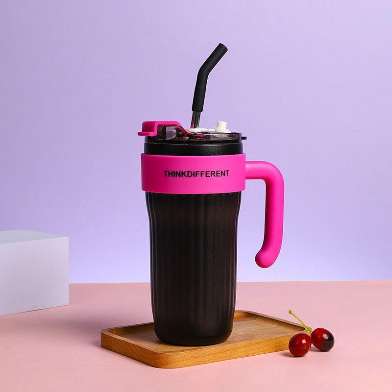 Stainless Steel Tumbler Mug | Coffee Cup with Handle and Straw - Twisoo