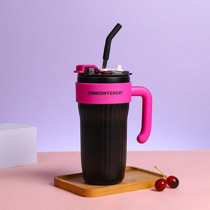 Stainless Steel Tumbler Mug | Coffee Cup with Handle and Straw - Twisoo