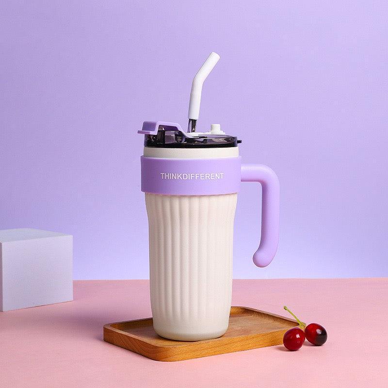 Stainless Steel Tumbler Mug | Coffee Cup with Handle and Straw - Twisoo