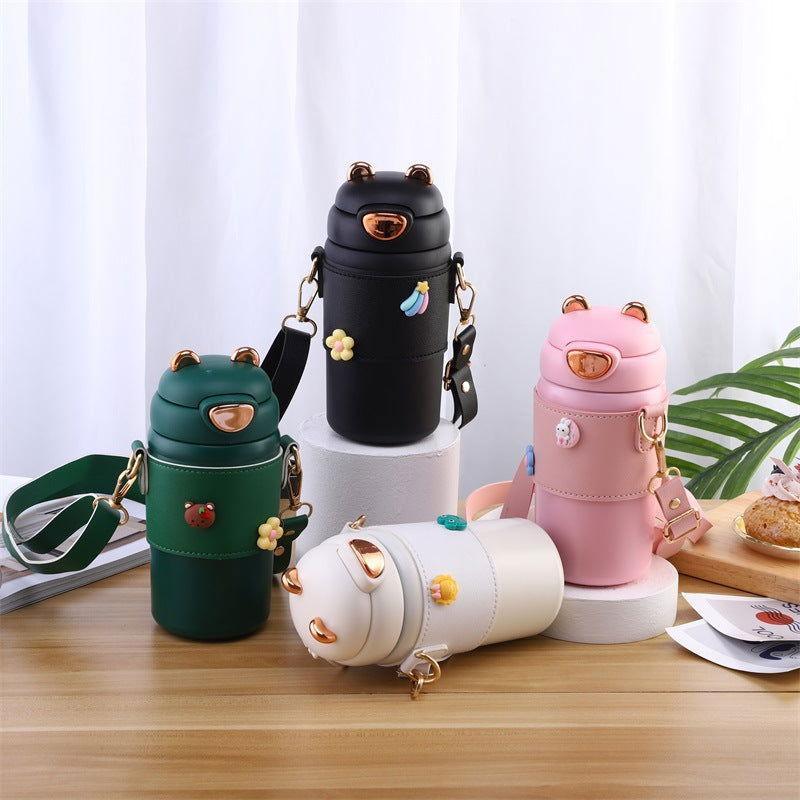 Stainless Steel Water Cup for Girls with Pearl Chain ✨💧 - Twisoo