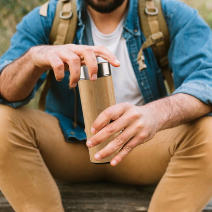 Stay Hydrated in Style with the Premium Bamboo Double Wall Stainless Steel Bottle (500ml) 🌿 - Twisoo