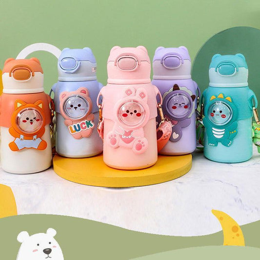 Thermal Stainless Steel School Water Bottle for Kids with Portable Strap - Twisoo