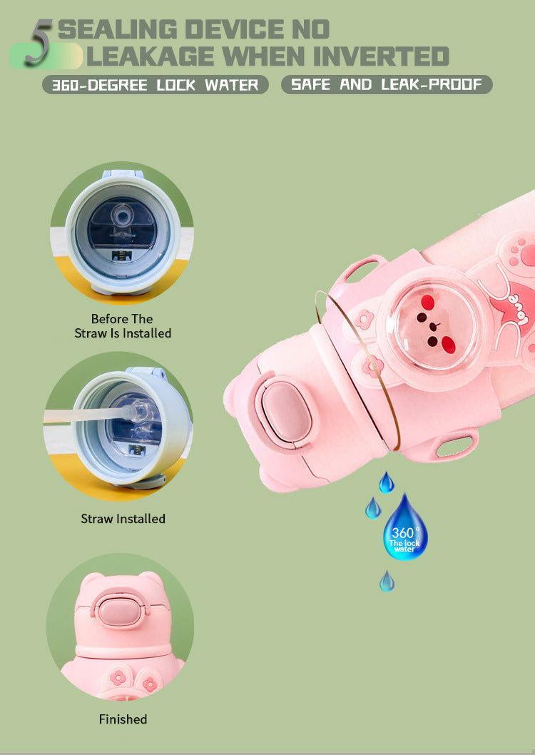 Thermal Stainless Steel School Water Bottle for Kids with Portable Strap - Twisoo