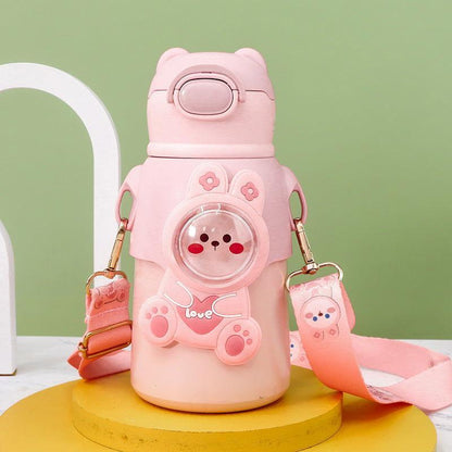Thermal Stainless Steel School Water Bottle for Kids with Portable Strap - Twisoo