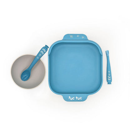 Tuc Tuc Baby Feeding Set – 3 - Piece Silicone Plate, Bowl, and Utensil Set - Twisoo