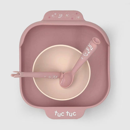 Tuc Tuc Baby Feeding Set – 3 - Piece Silicone Plate, Bowl, and Utensil Set - Twisoo