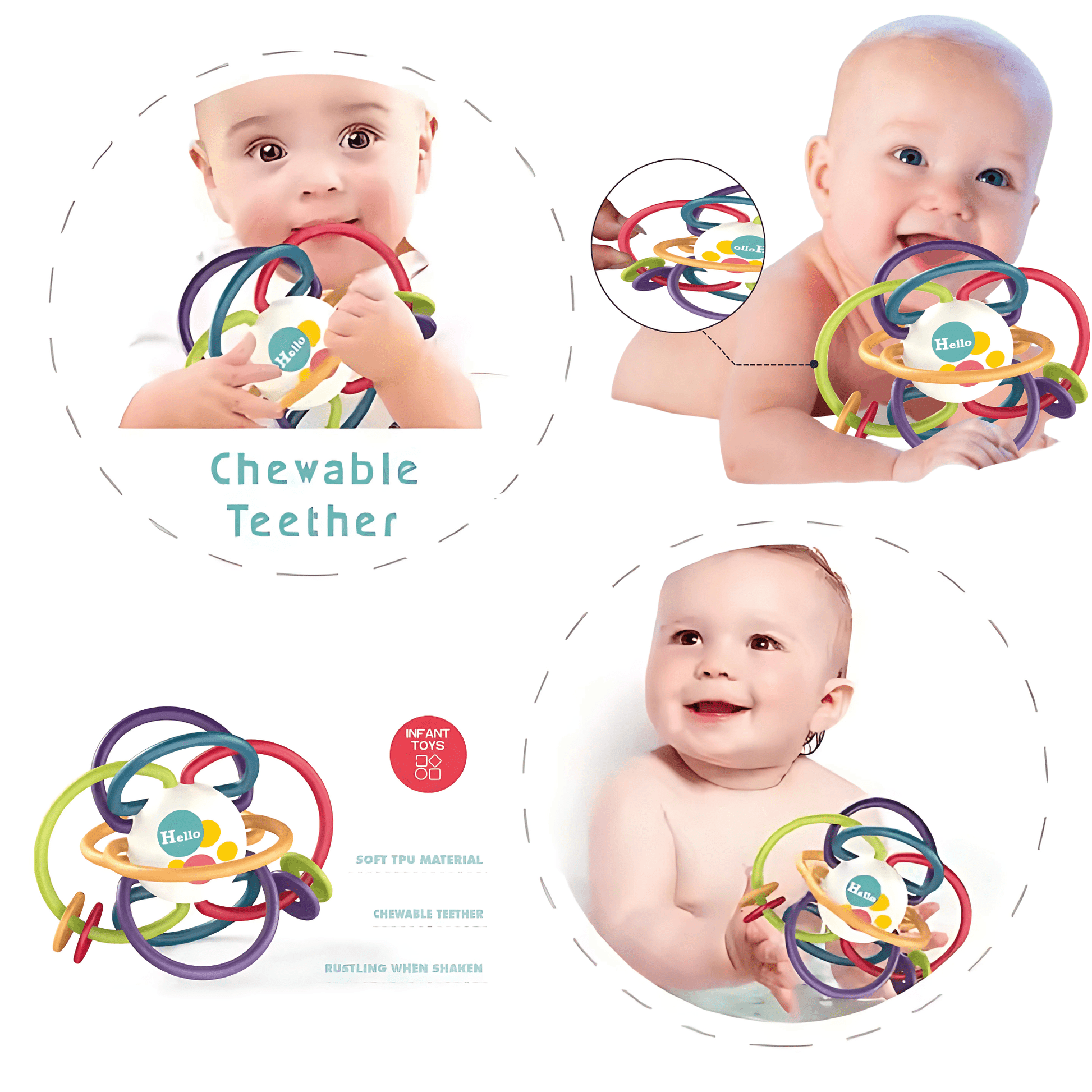 Twisoo Silicone Baby Teething Ball Toy for Babies 3M+ - Twisoo