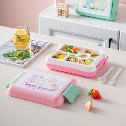 Unicorn Lunch Box with 4 Compartments and Handle - BPA Free 🍱🦄 - Twisoo