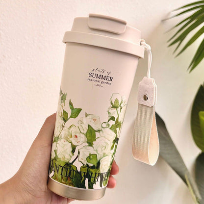 Women Stainless Steel Flower Tumbler, Coffee Mug (For Office & Home) - Twisoo