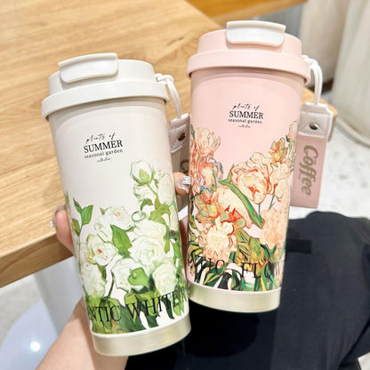 Women Stainless Steel Flower Tumbler, Coffee Mug (For Office & Home) - Twisoo